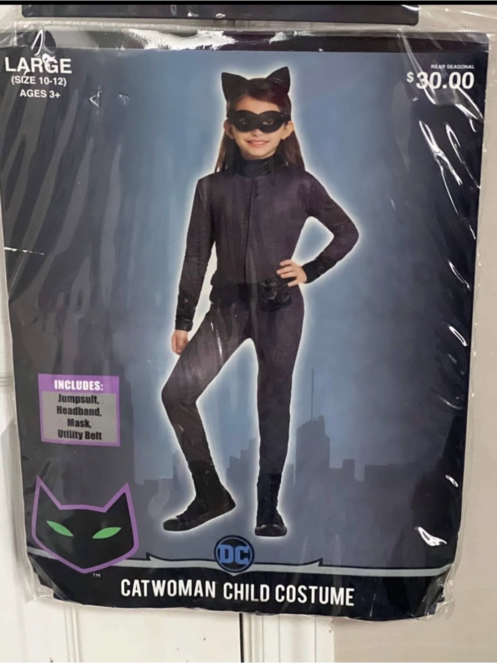 DC Catwoman Kids Costume - Black Size Large 10-12